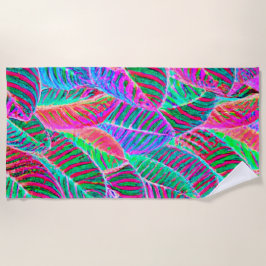 鮮やかなリーフパターンデザイン ビーチタオル