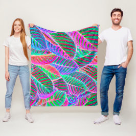 鮮やかなリーフパターンデザイン フリースブランケット
