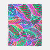 鮮やかなリーフパターンデザイン フリースブランケット (正面)