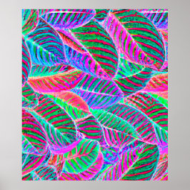 鮮やかなリーフパターンデザイン ポスター