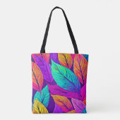 鮮やかなリーフパターン トートバッグ (裏面)