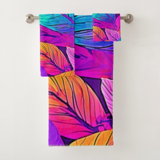 鮮やかなリーフパターン バスタオルセット (インサイチュ)