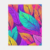 鮮やかなリーフパターン フリースブランケット (正面)