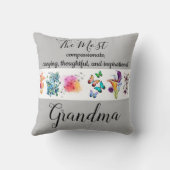 鮮やかなレインボーカラーの水彩フローラリース クッション (裏面)