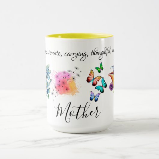 鮮やかなレインボーカラーの水彩フローラリース マグカップ (中央)