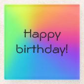 鮮やかなレインボーグラデーションバースデーパーティー ガラスコースター (正面)