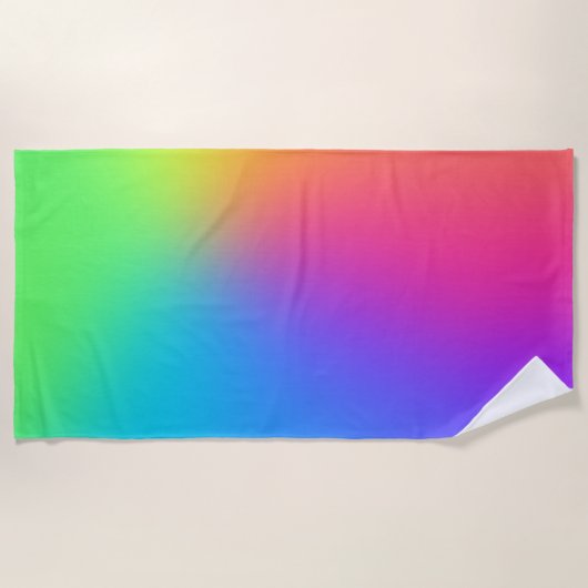 鮮やかなレインボーグラデーションバースデーパーティー ビーチタオル (正面)