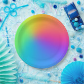 鮮やかなレインボーグラデーションバースデーパーティー ペーパープレート (パーティー)