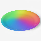 鮮やかなレインボーグラデーションバースデーパーティー ペーパープレート (アングル)