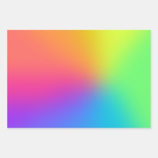 鮮やかなレインボーグラデーションバースデーパーティー ラッピングペーパーシート (正面2)
