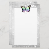 鮮やかなレインボーバタフライ文房具 便箋 (正面/裏面)