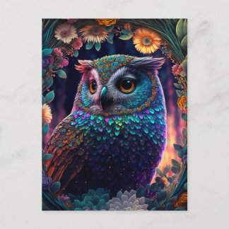 鮮やかなレインボーフクロウ絵葉書 ポストカード
