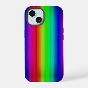 鮮やかなレインボー絵を描ストライプのラインパターン iPhone 15ケース