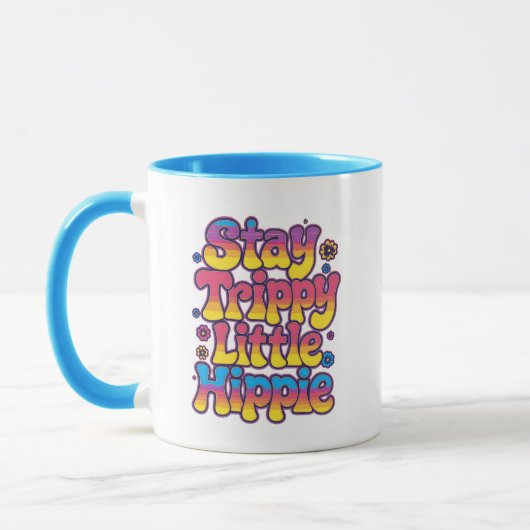 鮮やかなレインボー Stay Trippy Hippie 引用符 マグカップ (左)