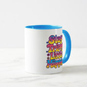 鮮やかなレインボー Stay Trippy Hippie 引用符 マグカップ (正面右)