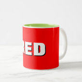 鮮やかなレッドの陶器マグカップ ツートーンマグカップ (正面右)