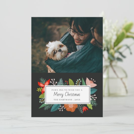 鮮やかなレトロな柑橘と花 | ホリデー写真 シーズンカード (スタンド正面)