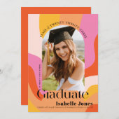 鮮やかなレトロカラートルフォト卒業 招待状 (正面/裏面)