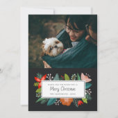 鮮やかなレトロスタイルの柑橘と花 | ホリデー写真 シーズンカード (正面)