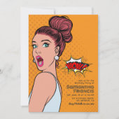 鮮やかなレトロポップアートの誕生日パーティー 招待状 (正面)