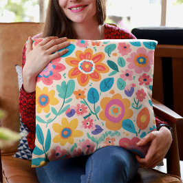 鮮やかなレトロ花模様バレンティンギフトfor Teens クッション