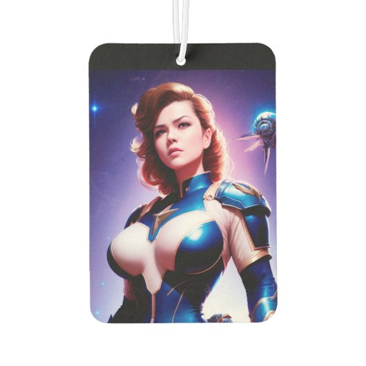 鮮やかなレトロ50年代の女性Sci Fi宇宙レンジャー カーエアーフレッシュナー (裏面)