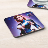 鮮やかなレトロ50年代の女性Sci Fi宇宙レンジャー コースター (左側)