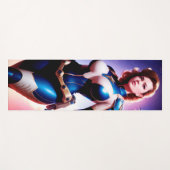 鮮やかなレトロ50年代の女性Sci Fi宇宙レンジャー ヨガマット (正面(横))