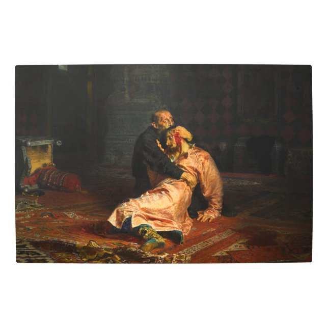 鮮やかなレトロ-イヴァンひどいのおよび彼の息子イヴァン メタルプリント (正面)