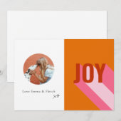 鮮やかなレトロ カラフル 楽しい ビッグ サークル フレーム フォト シーズンカード (正面/裏面)