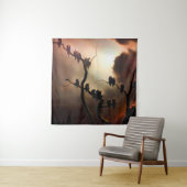 鮮やかなレトロ-木の幽霊 タペストリー (インサイチュ(横))