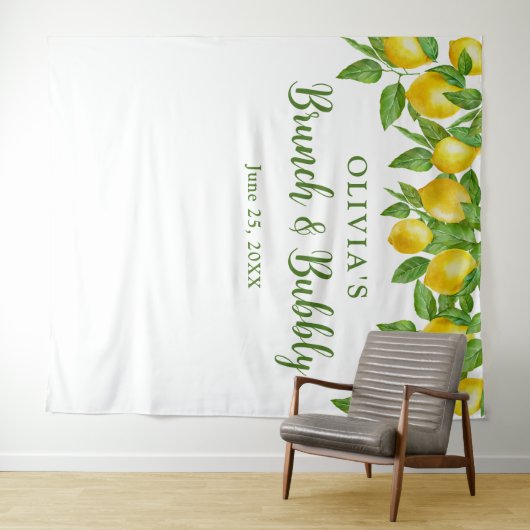 鮮やかなレモンのウェディングシャワー フォトブース 背景 タペストリー (インサイチュ(横))
