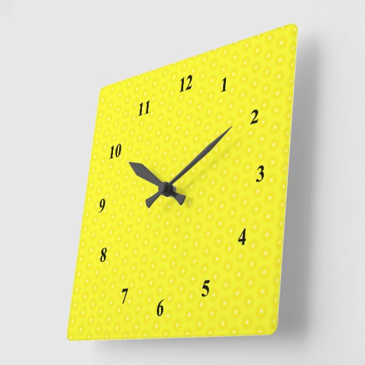 鮮やかなレモンイエローサンシャインスターパターン スクエア壁時計 (傾斜)