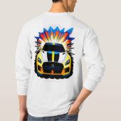 鮮やかなレーシングカー Tシャツ (裏面)