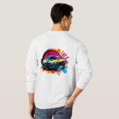 鮮やかなレーシングカー Tシャツ (裏面フル)