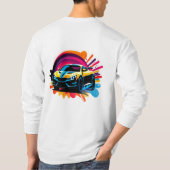 鮮やかなレーシングカー Tシャツ (裏面)