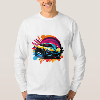 鮮やかなレーシングカー Tシャツ