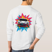 鮮やかなレーシングカー Tシャツ (裏面)