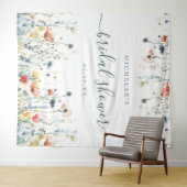 鮮やかなワイルドフラワーのブライダルシャワー背景 タペストリー (インサイチュ(横))