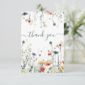 鮮やかなワイルドフラワーのブライダルシャワー サンキューカード (スタンド正面)