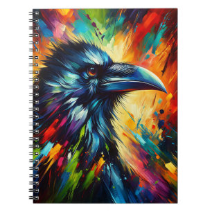 鮮やかなワタリガラスバースト - 抽象的なカラフルな鳥のアート ノートブック