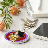 鮮やかなヴィンテージのシルクハットのスカル キーホルダー (側面)