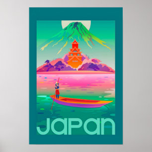 鮮やかなヴィンテージ日本の旅行ポスター ポスター