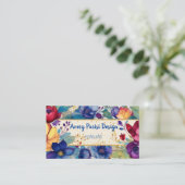 鮮やかなヴィンテージ標準の水彩フローラ 名刺 (スタンド正面)