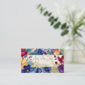 鮮やかなヴィンテージ標準の水彩フローラ 名刺 (スタンド正面)