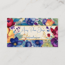 鮮やかなヴィンテージ標準の水彩フローラ 名刺