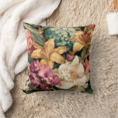 鮮やかなヴィンテージ フラワー アレンジメント クッション (ブランケット)