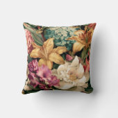 鮮やかなヴィンテージ フラワー アレンジメント クッション (裏面)