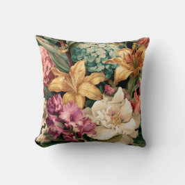 鮮やかなヴィンテージ フラワー アレンジメント クッション