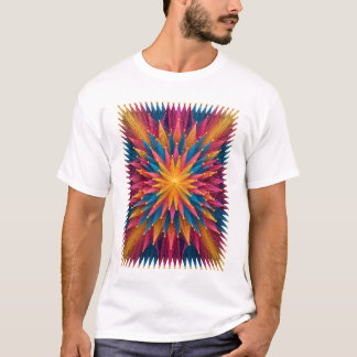 鮮やかな万華鏡のスターバースト グラフィックTシャツ Tシャツ